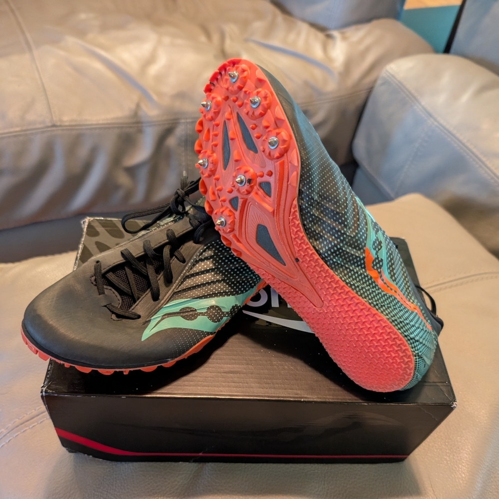 Saucony Black and Orange Track Shoes Spikes